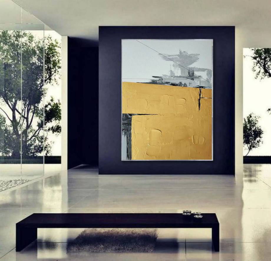 Entryway Leaf Black Abstract Canvas Artwork SAKA3 wall art